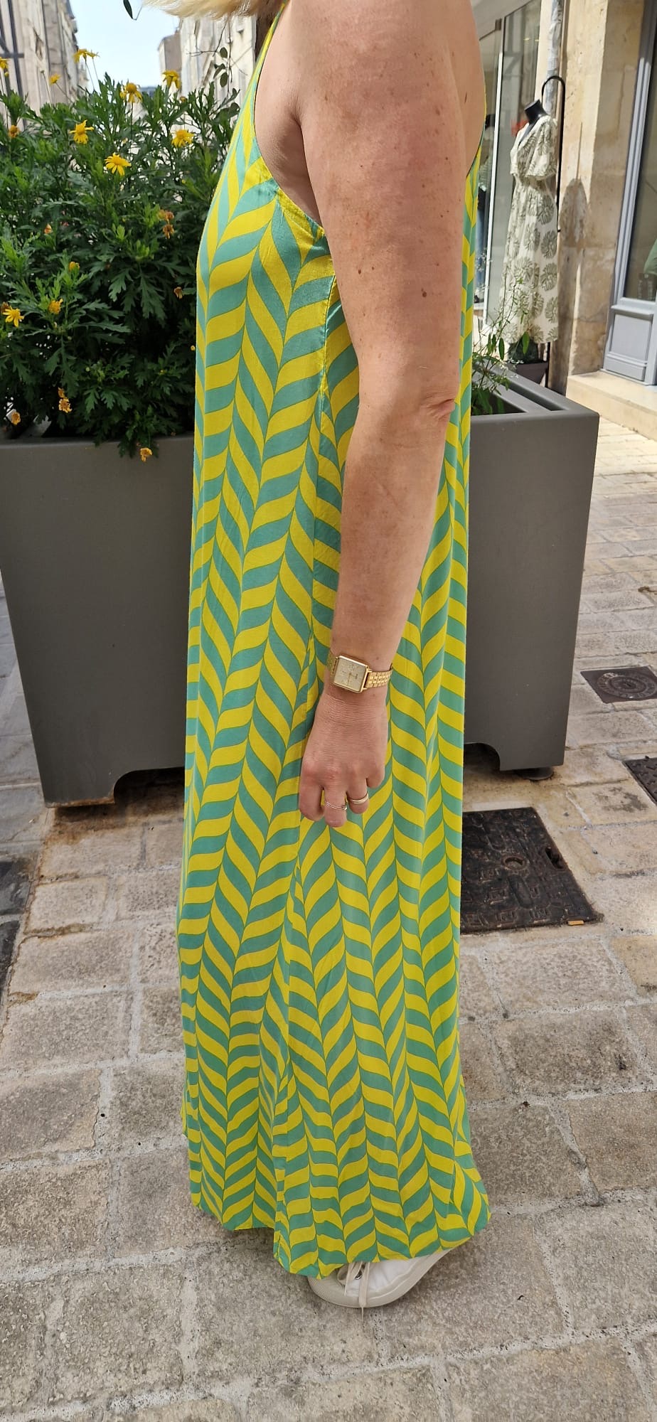 Robe longue jaune imprimée Genesis