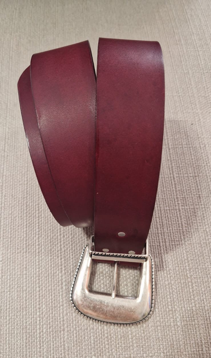 Ceinture large en cuir bordeaux Faune