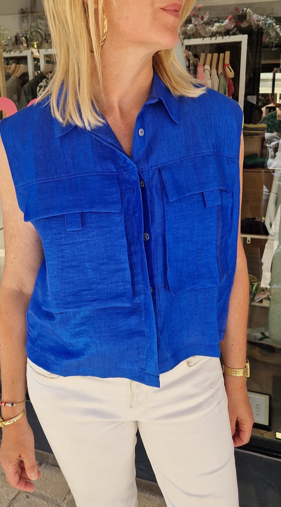 Chemise sans manches bleue Imprévu