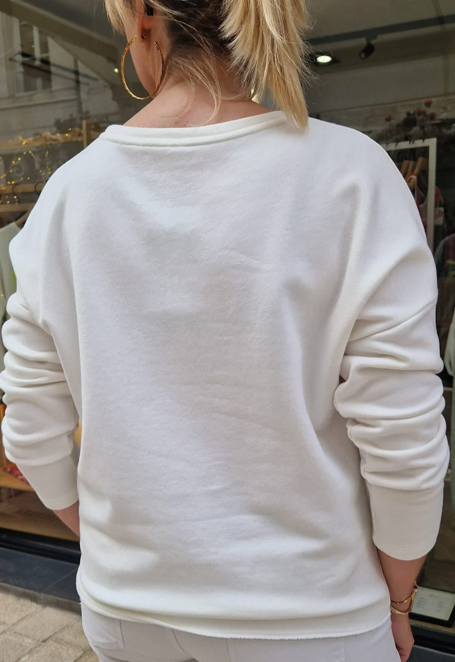 Sweat blanc et jaune Marcello Collection
