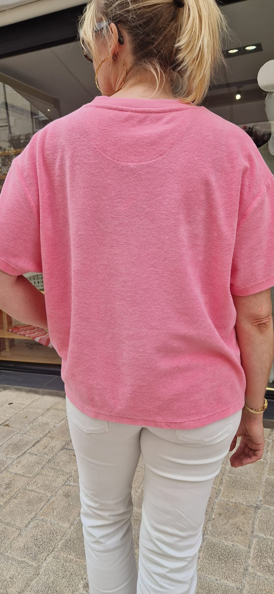 T-shirt éponge rose imprimé Marcello