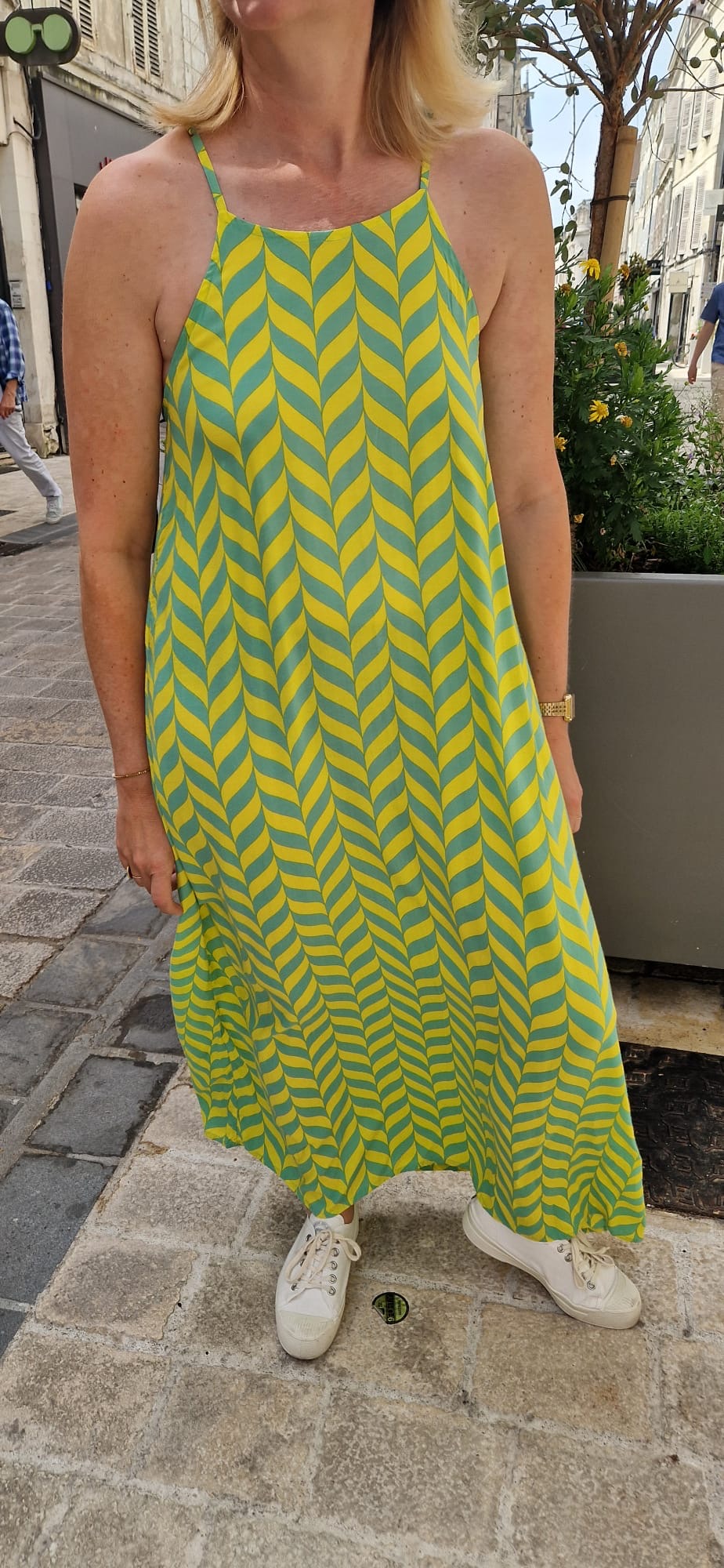Robe longue jaune imprimée Genesis