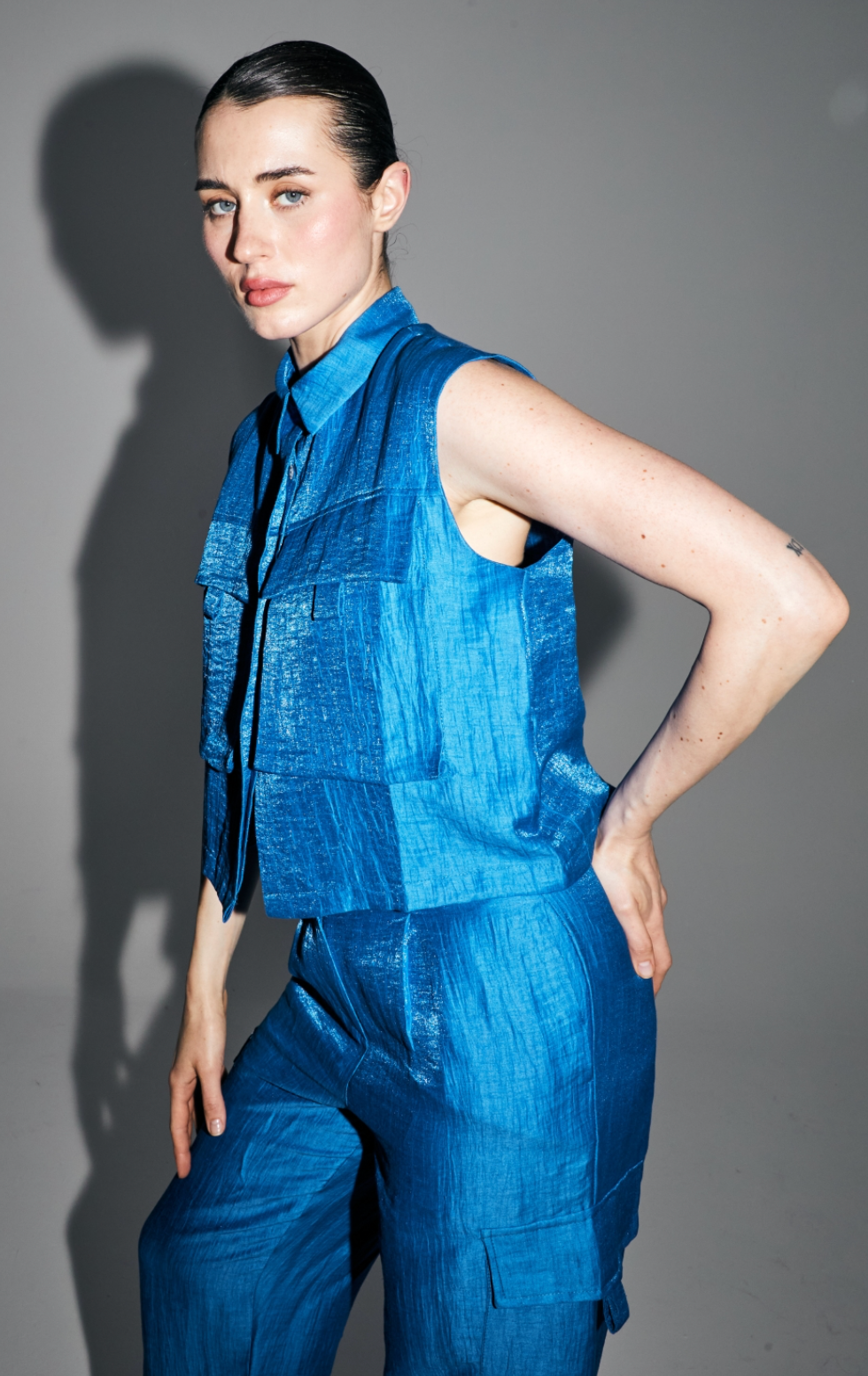 Chemise sans manches bleue Imprévu