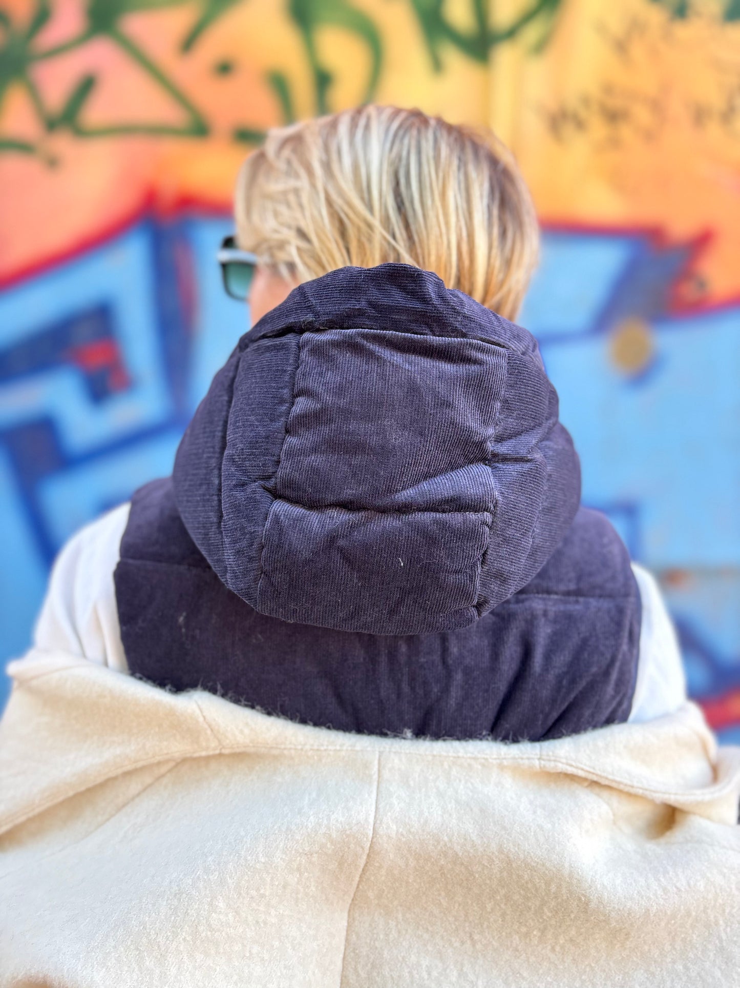 Capuche velours marine réversible Fudoon