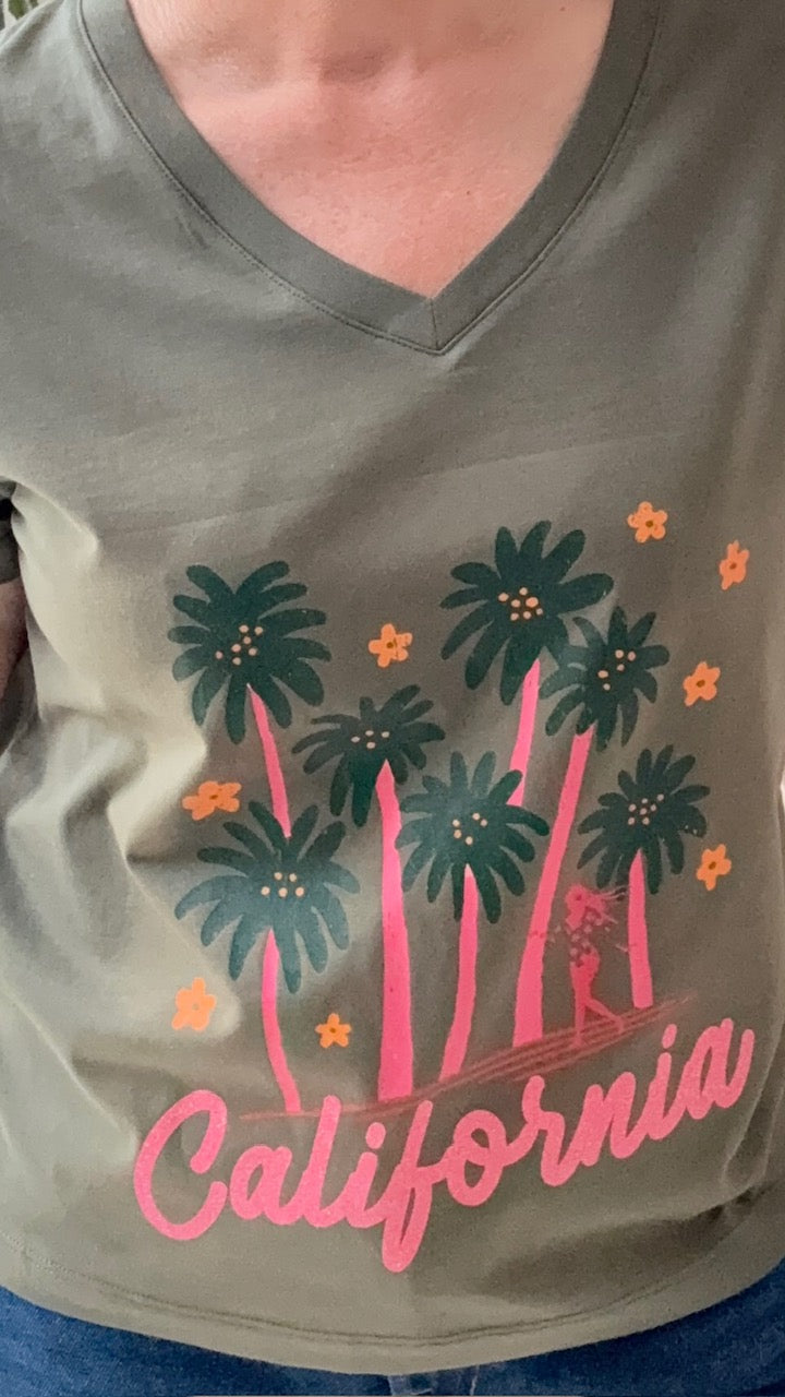 T-shirt imprimé col V chez Marcello