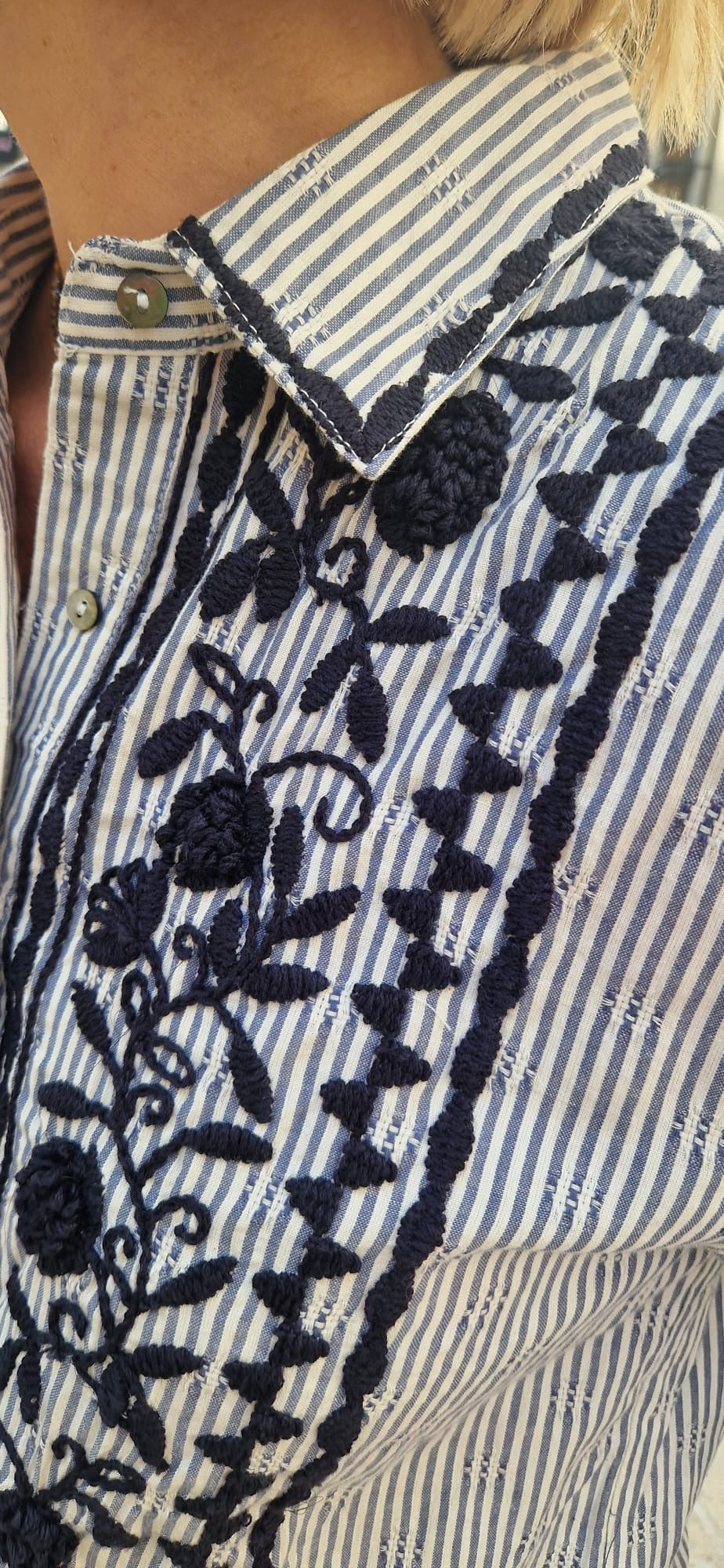 Chemise rayée brodée Maison Hotel