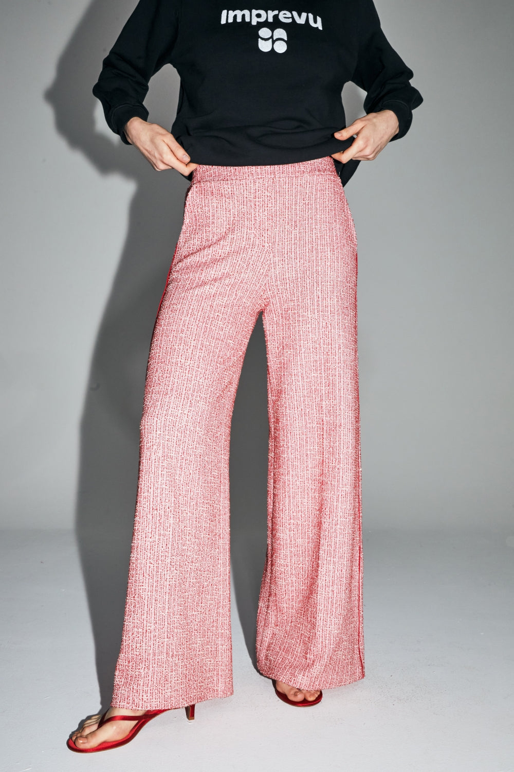 Pantalon en tricot large rouge Imprévu