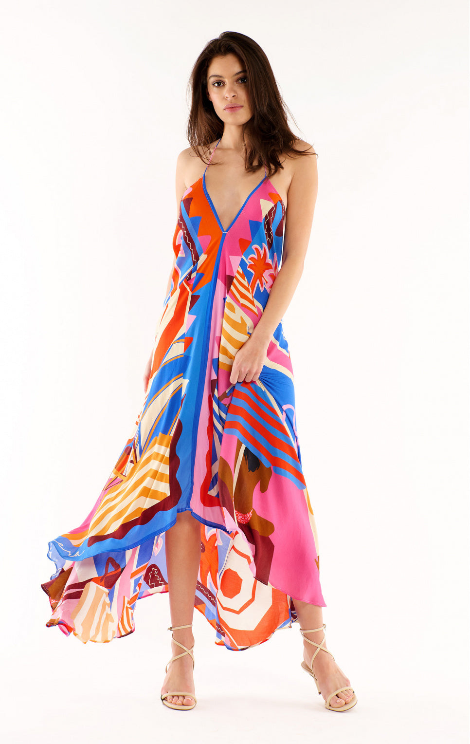 Robe imprimée dos nu col V Wild