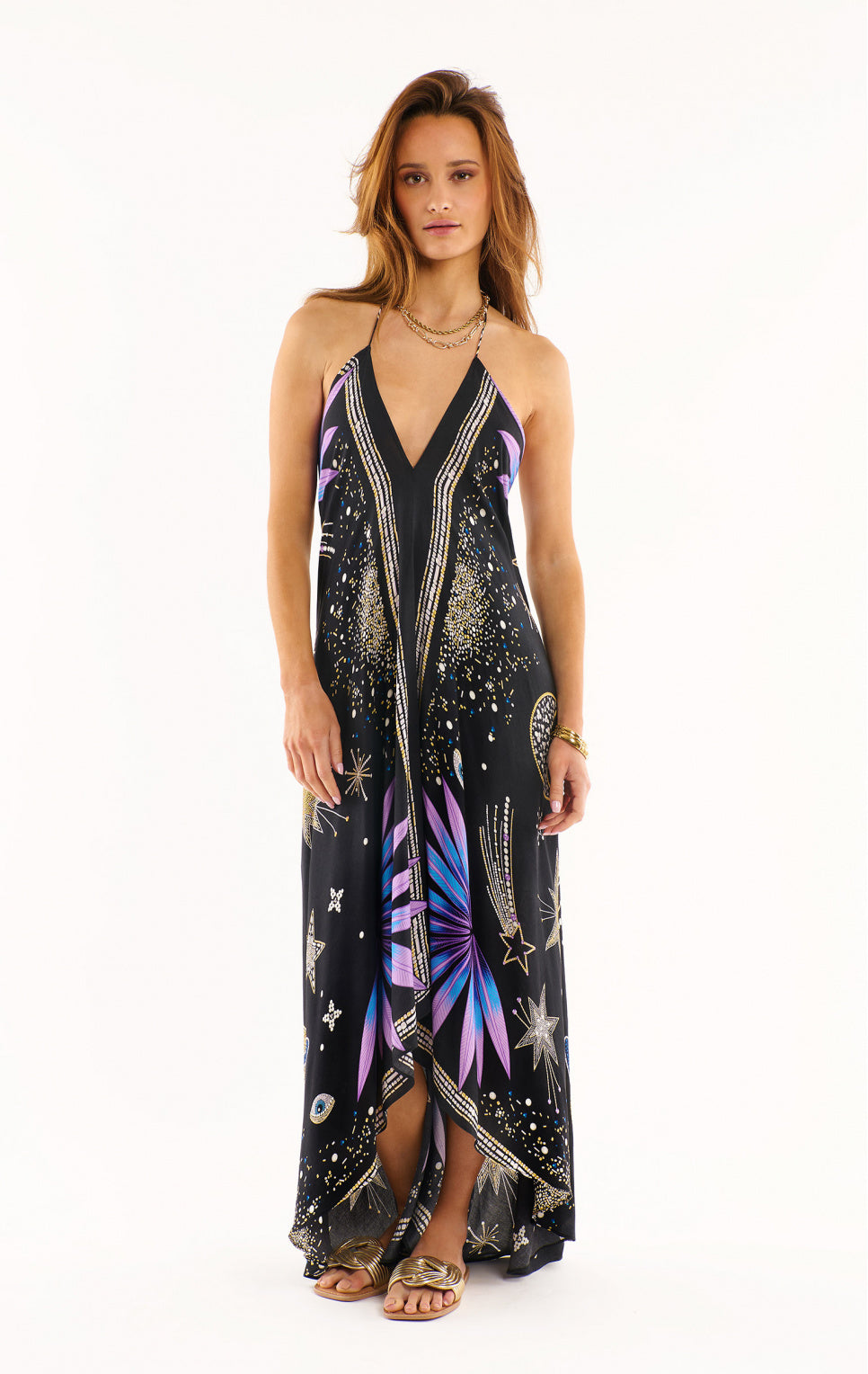 Robe imprimée dos nu col V Wild