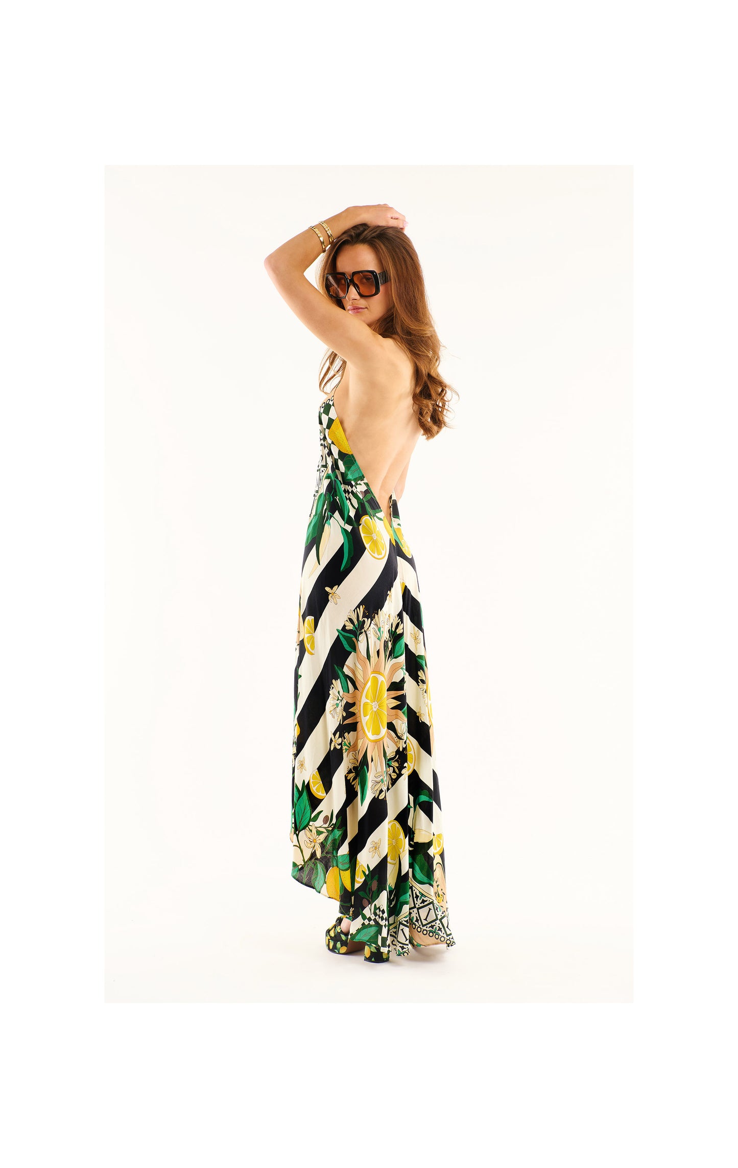 Robe imprimée dos nu col V Wild
