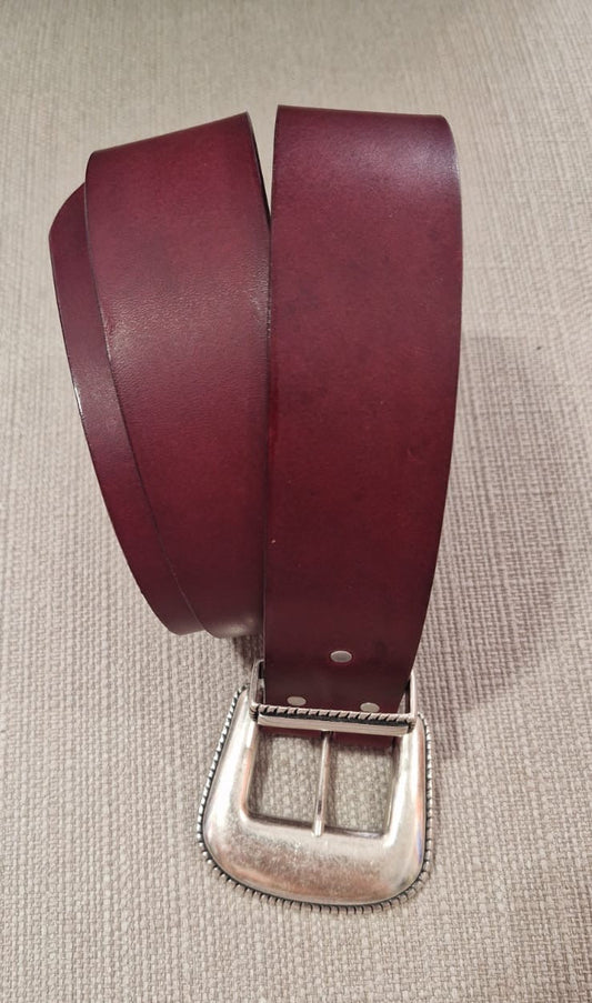 Ceinture large en cuir bordeaux Faune