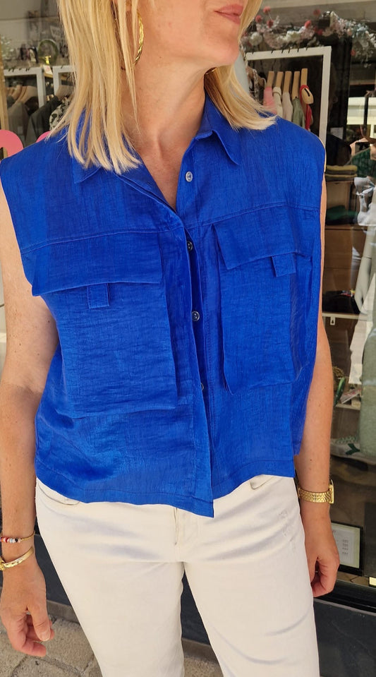 Chemise sans manches bleue Imprévu