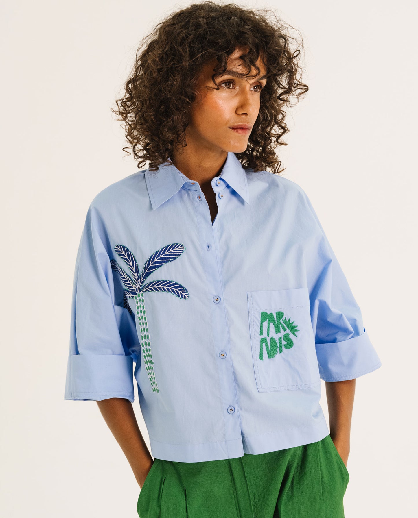 Chemise manches 3/4 "Emy Azzuro" chez Tinsels