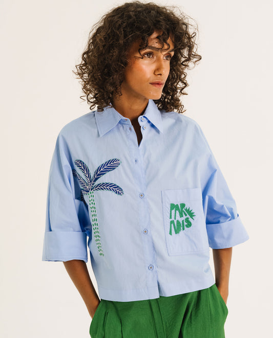 Chemise manches 3/4 "Emy Azzuro" chez Tinsels