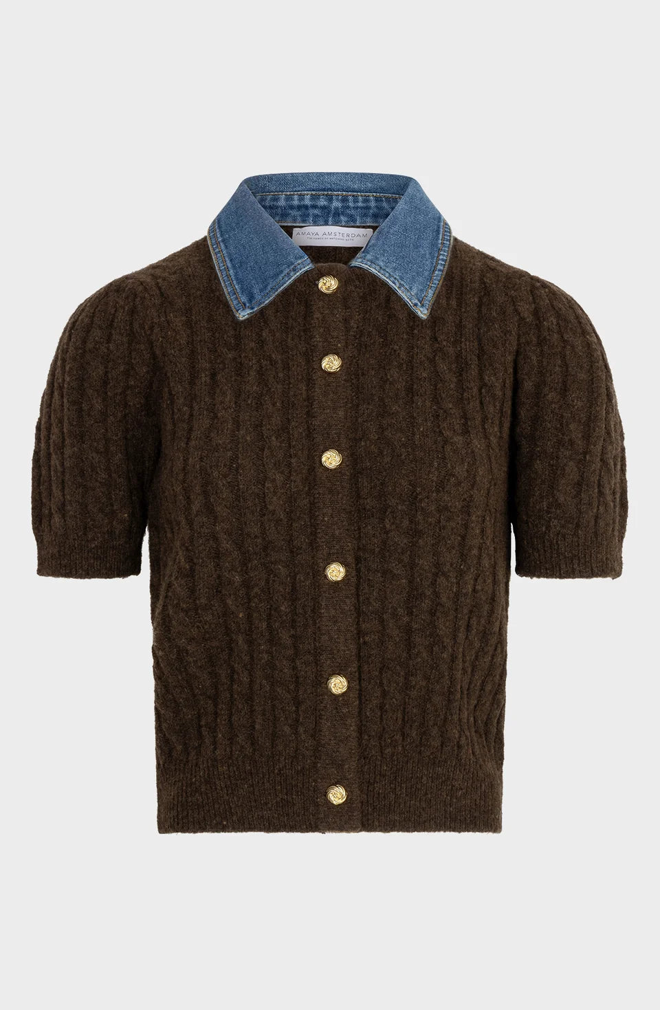 Gilet col en jean "Alou" chez Amaya Amsterdam