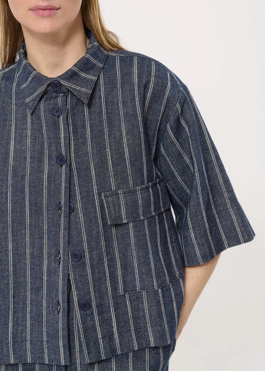 Veste rayée manches courtes denim Humility