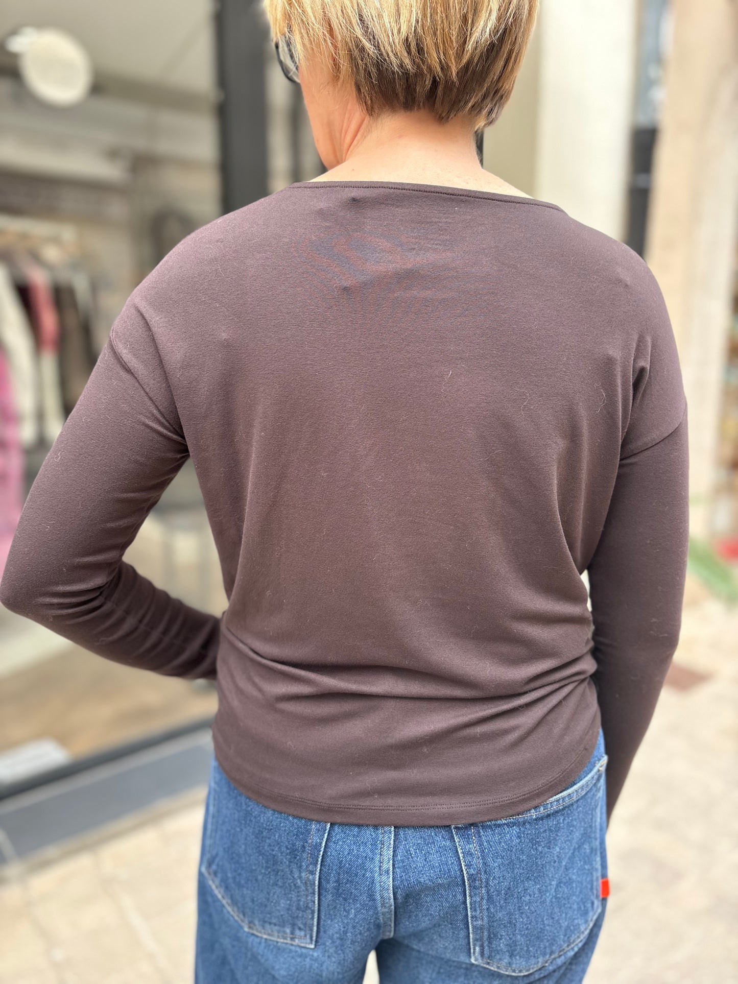 T-shirt basic col bateau chez Majestic Filatures