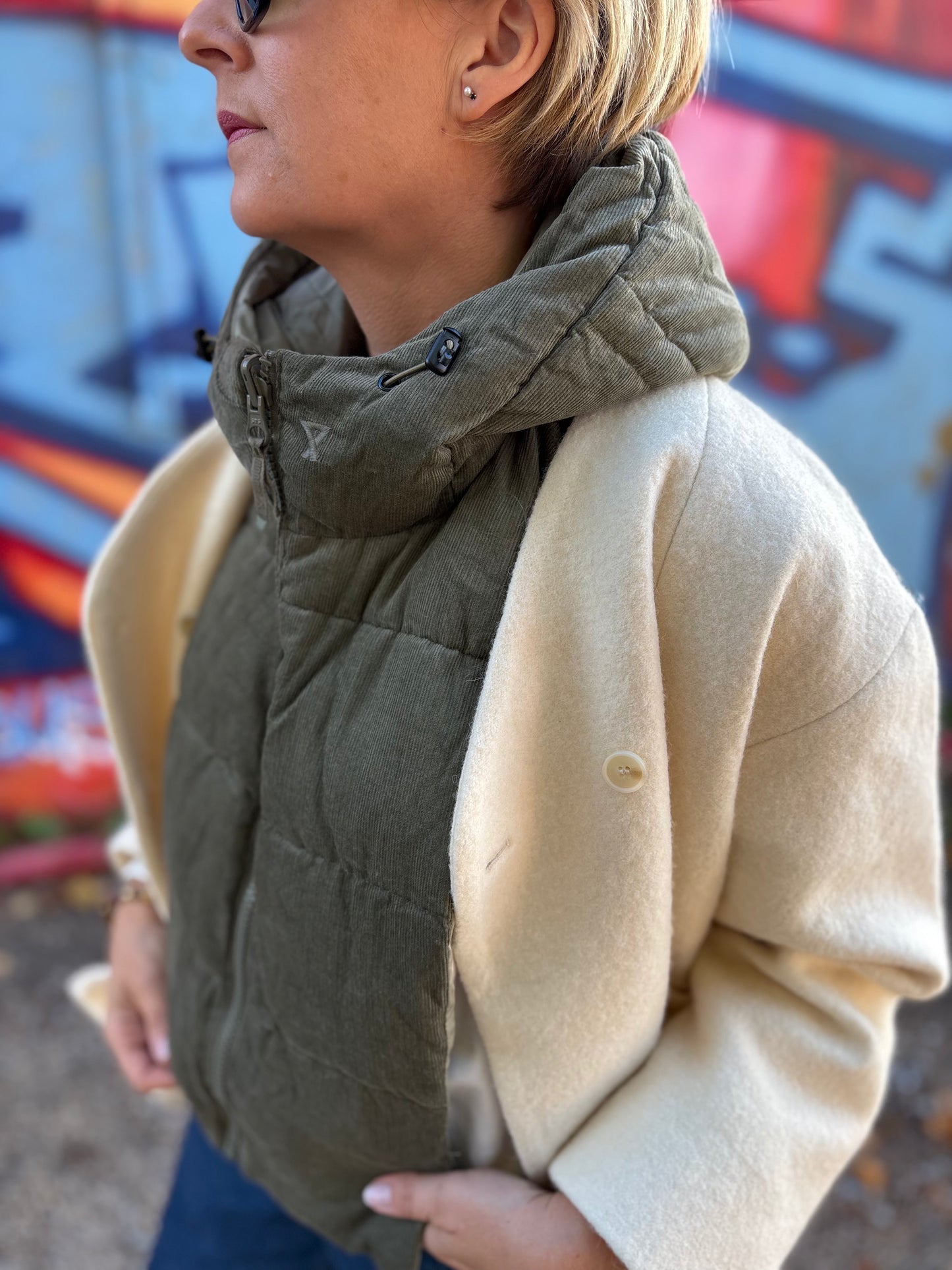 Capuche velours kaki/vert clair Fudoon