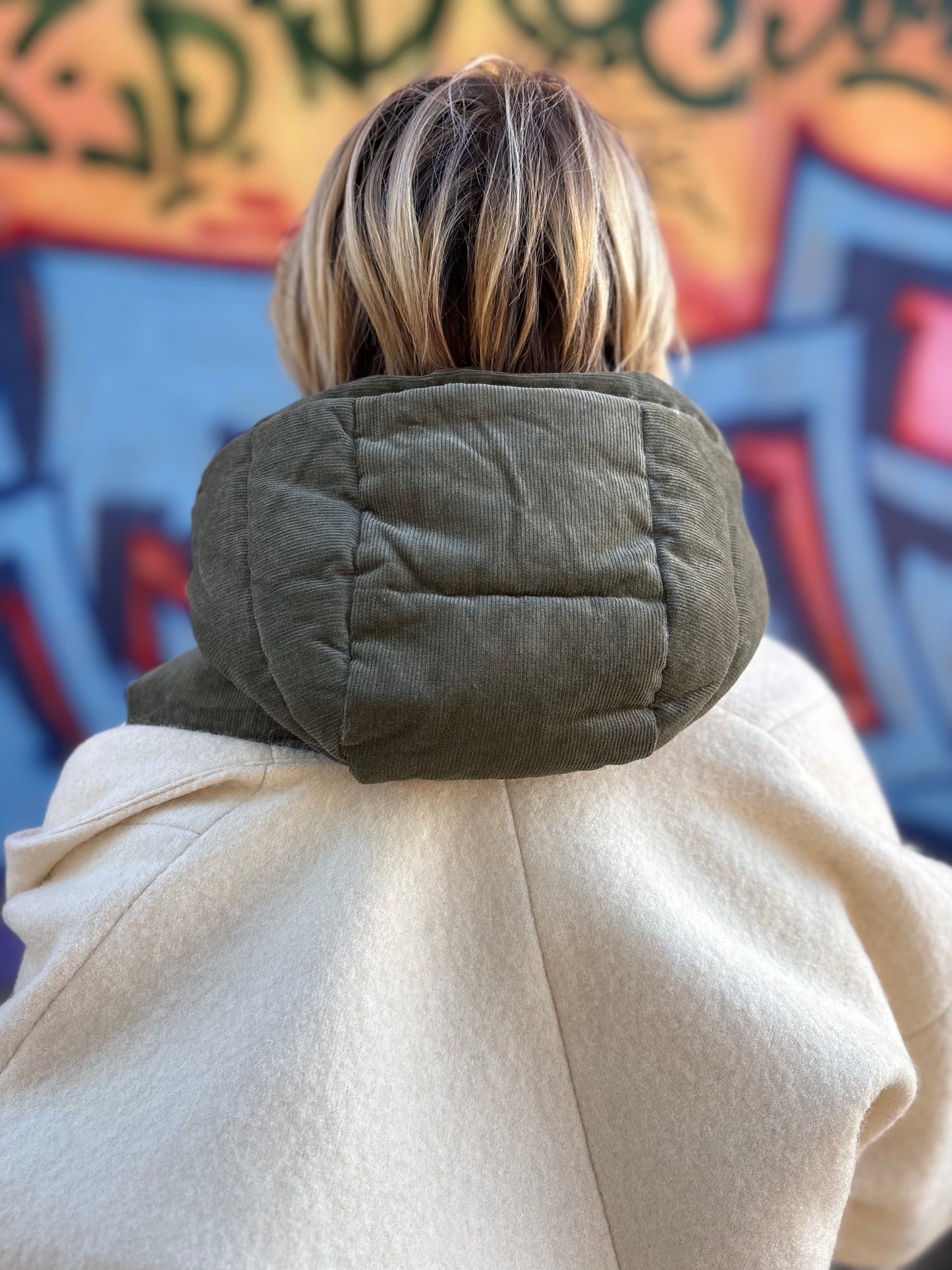 Capuche velours kaki/vert clair Fudoon