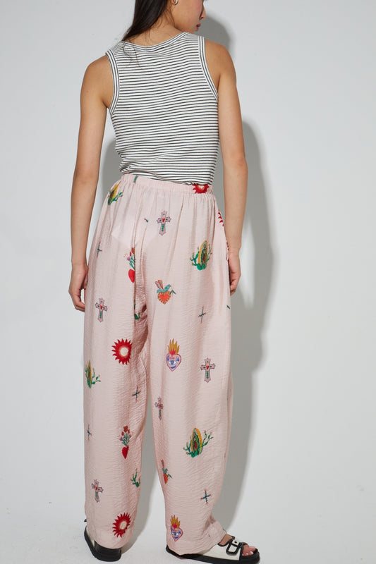 Pantalon fluide "Charlie" imprimé Madone chez Imprevu