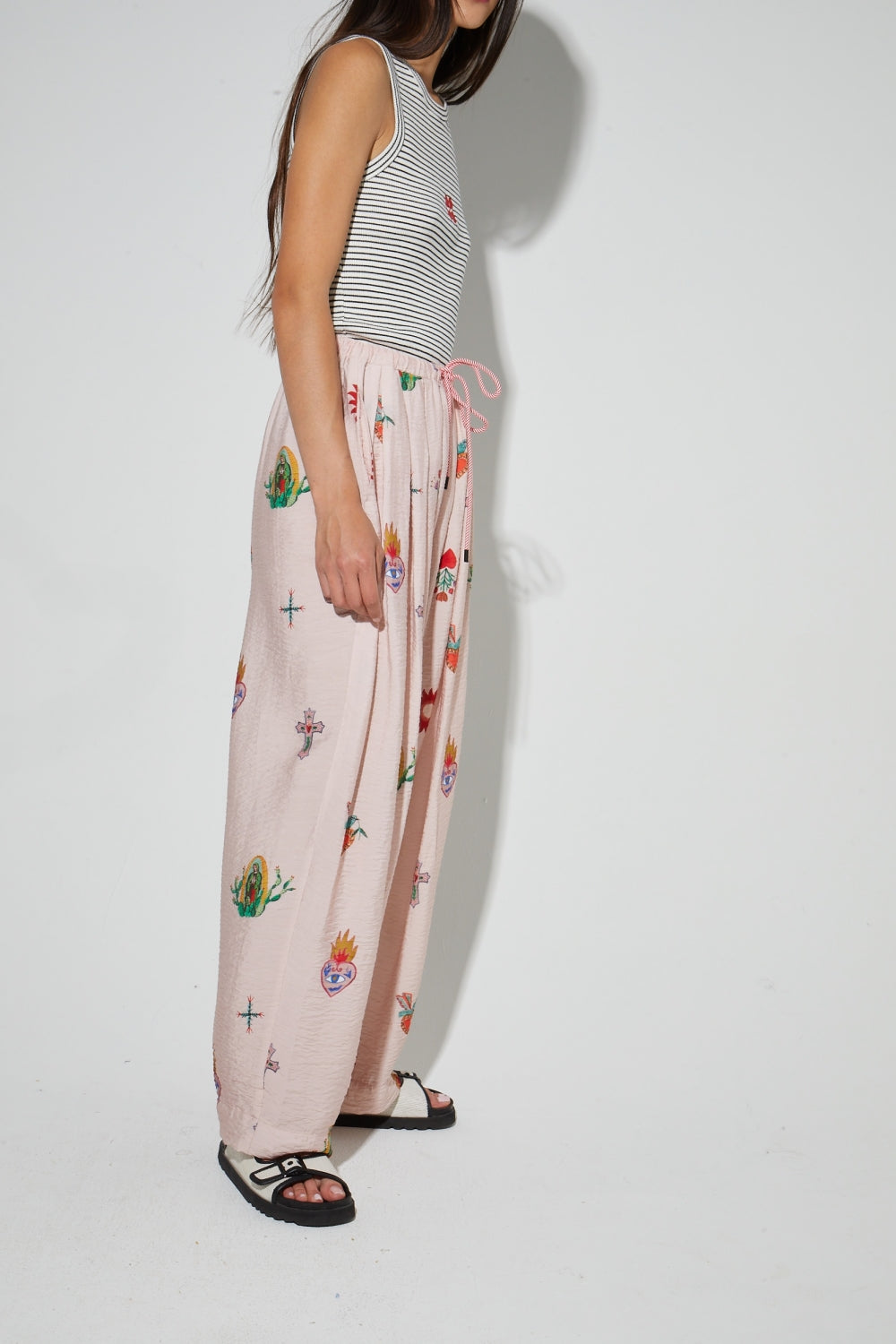 Pantalon fluide "Charlie" imprimé Madone chez Imprevu