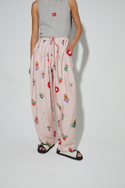 Pantalon fluide "Charlie" imprimé Madone chez Imprevu