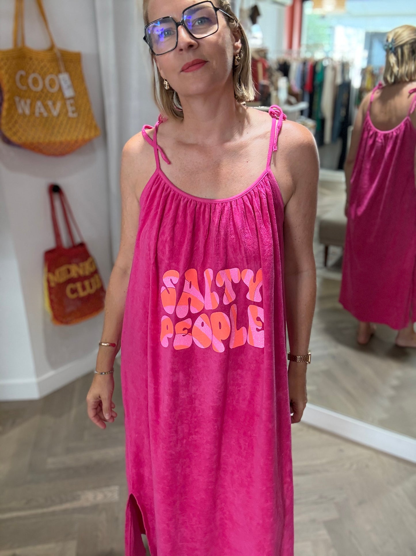Robe longue bretelles éponge "Lili" chez Marcello
