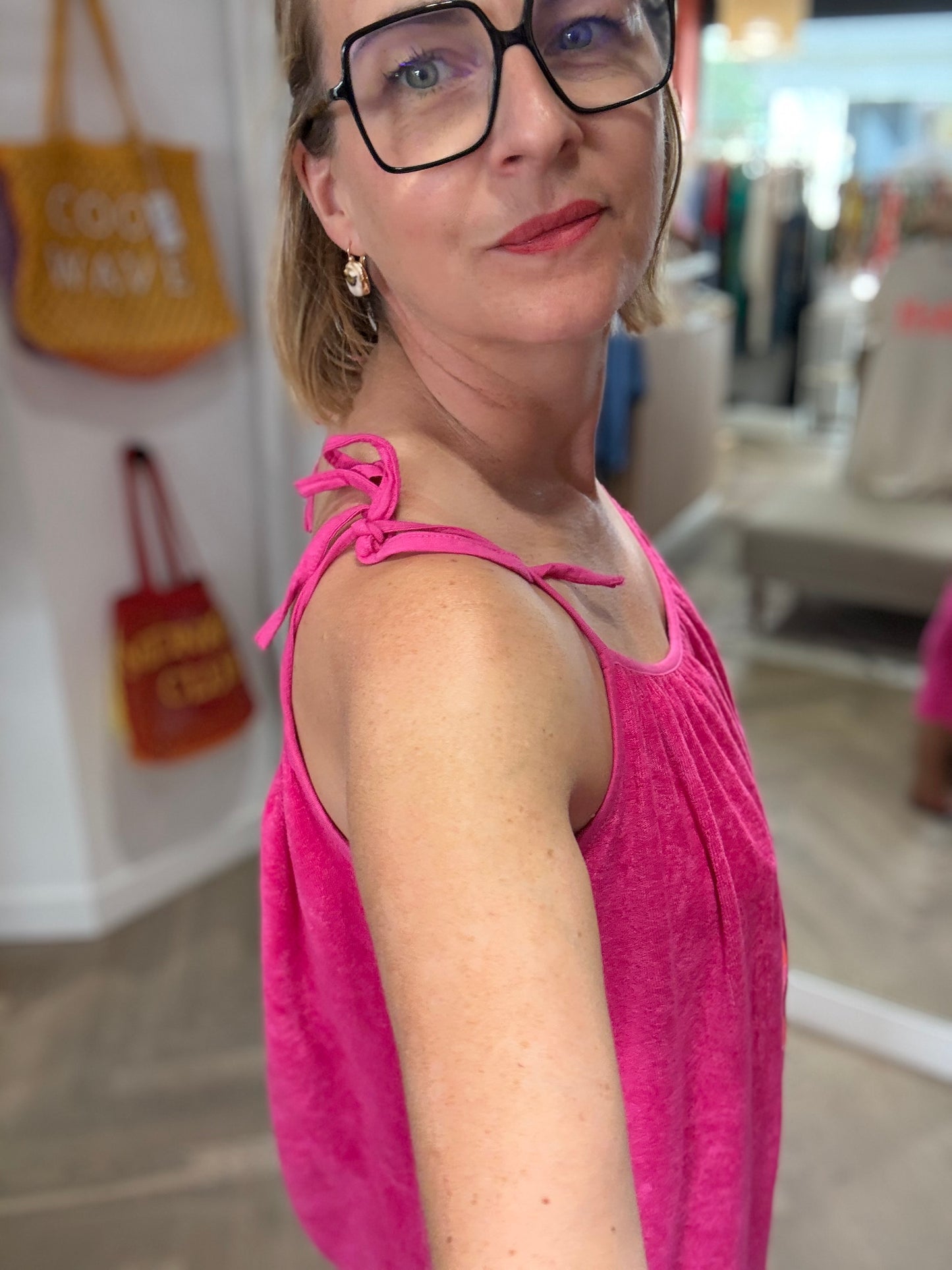 Robe longue bretelles éponge "Lili" chez Marcello