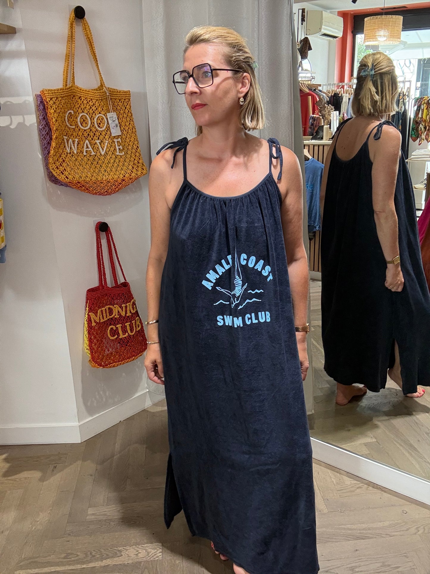 Robe longue bretelles éponge "Lili" chez Marcello