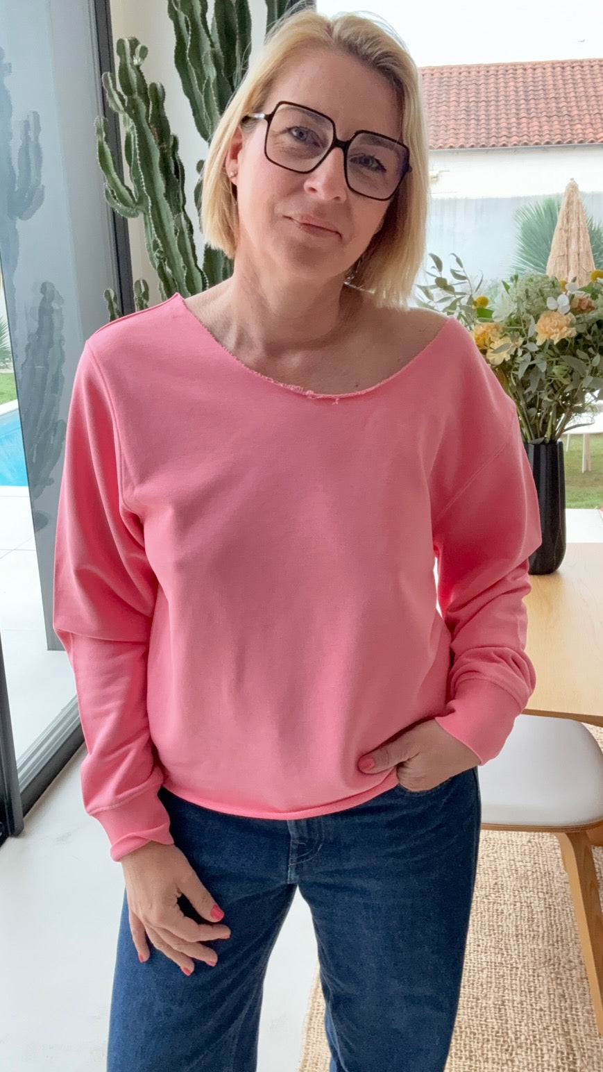 Sweat corail "Maeva" chez Marcello