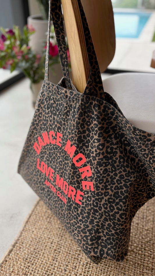 Totebag léopard "Dance More..." chez Marcello