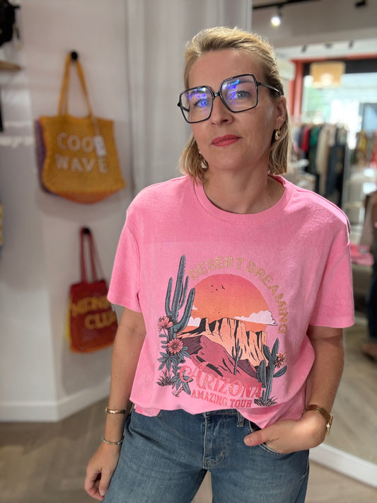 T-shirt éponge rose "Désert" Marcello