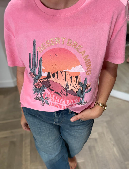 T-shirt éponge rose "Désert" Marcello