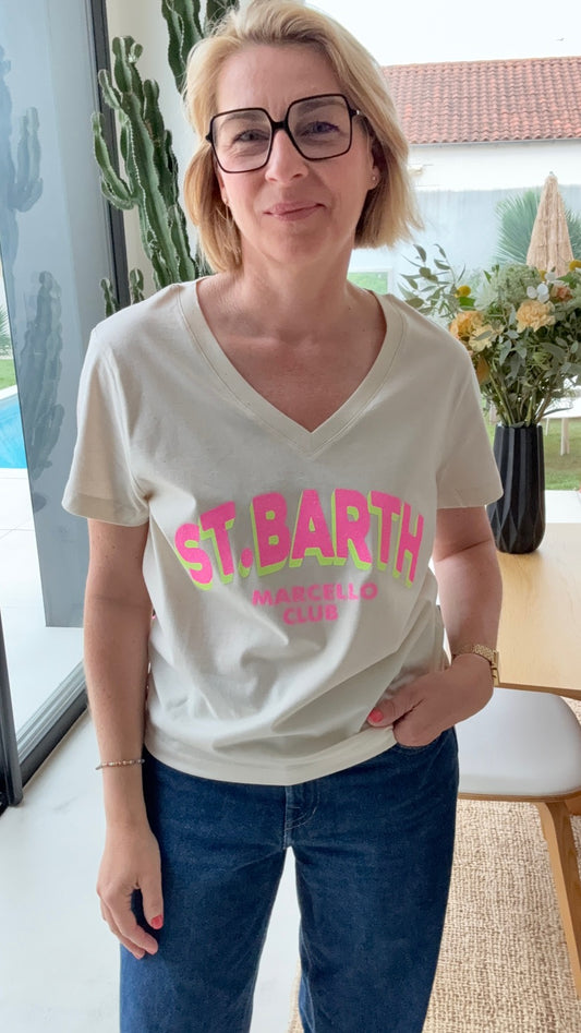 T-shirt imprimé col V chez Marcello