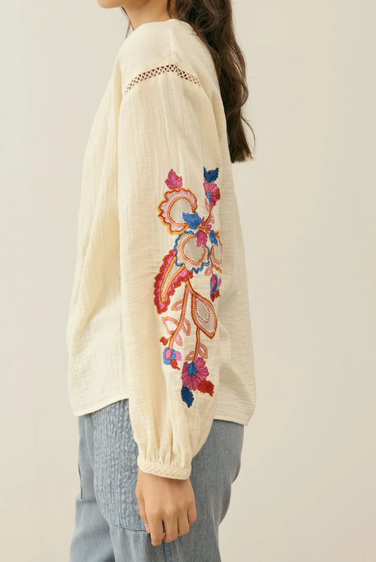 Blouse brodée manches longues Louise Misha