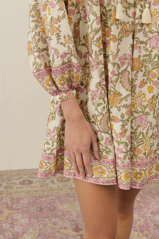 Robe courte fleurie manches longues Louise Misha