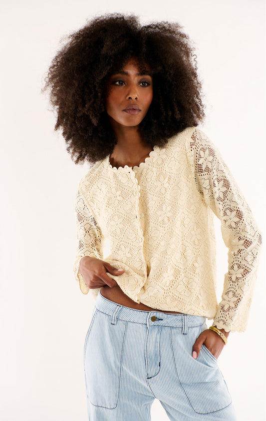 Gilet manches longues crochet dentelle Wild