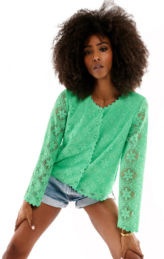 Gilet manches longues crochet dentelle Wild