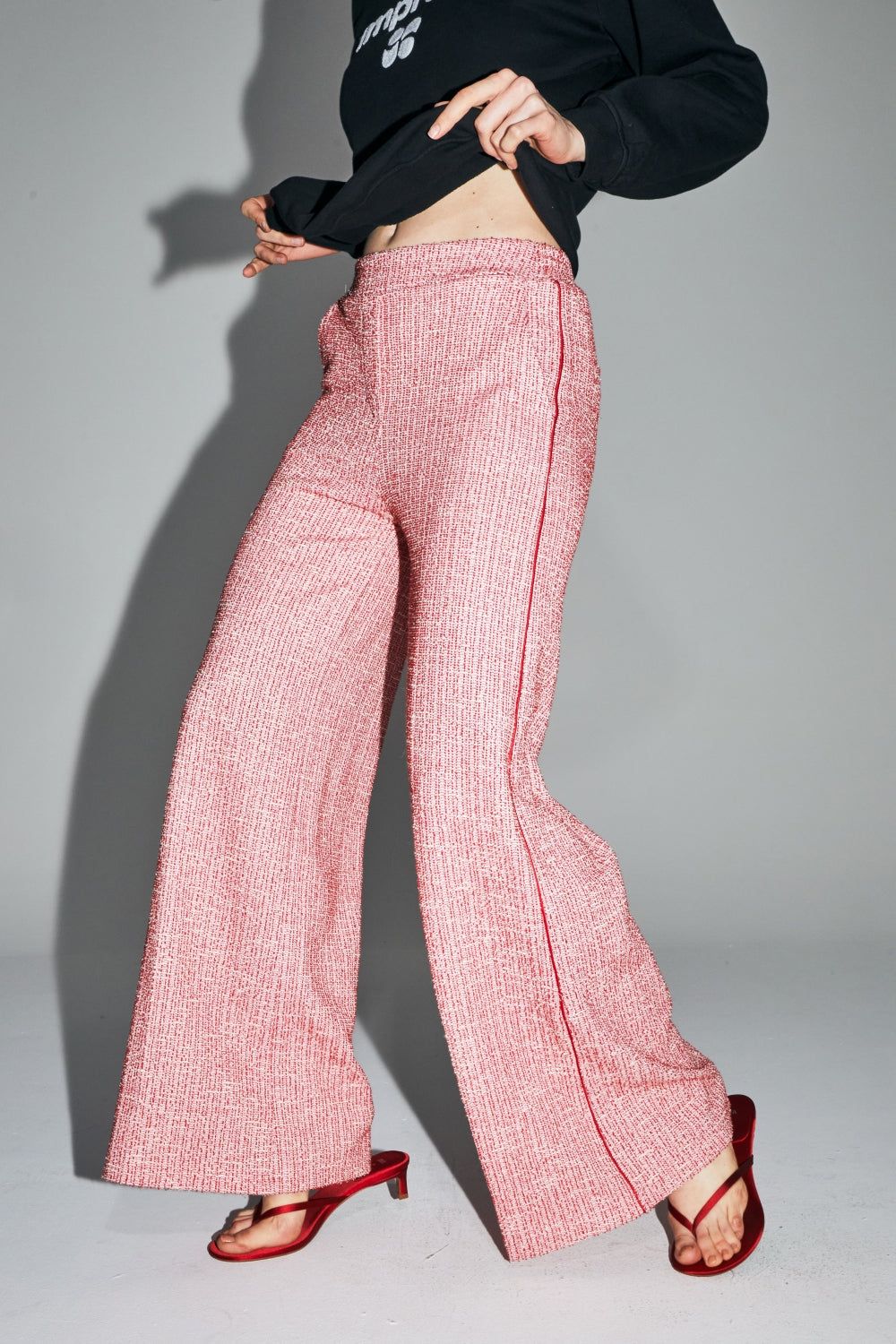 Pantalon en tricot large rouge Imprévu