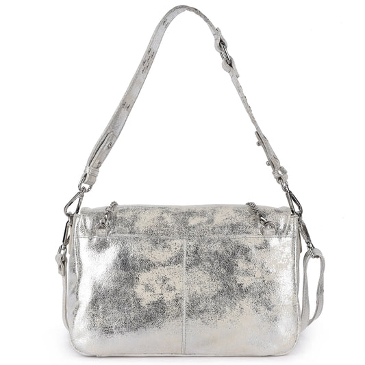 Vue arrière du sac Max Ke de la marque Neuville en cuir sand gold. Montre la finition lisse et la coupe rectangulaire.
