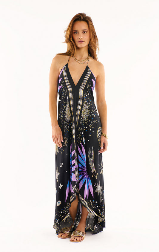 Robe imprimée dos nu col V Wild